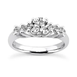 14K White Gold Designer 5-Stone Diamond Engagement Ring 0.68ct