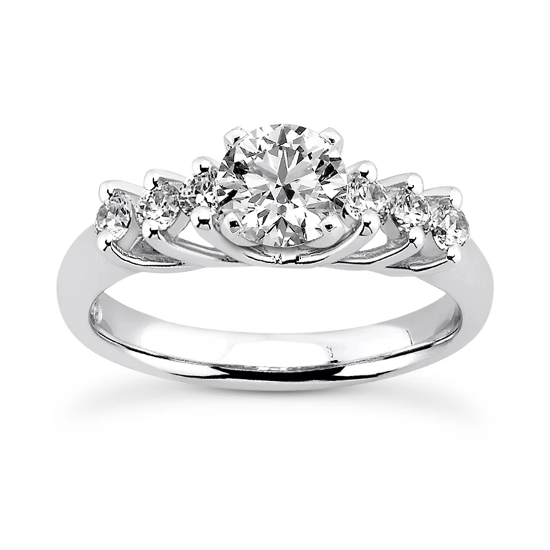 14K White Gold Designer 5-Stone Diamond Engagement Ring 0.68ct 3 14K White Gold Designer 5-Stone Diamond Engagement Ring 0.68ct