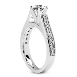 14K White Gold Handmade Prong Set Diamond Engagement Ring 0.77ct -Outlet Radiant Bijou Store 14k gold designer diamond engagement ring 077ct p 26392 back white 20220426