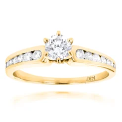 14K White Gold Prong And Channel Set Diamond Engagement Ring 0.84ct -Outlet Radiant Bijou Store 14k gold designer diamond engagement ring 084ct p 26017 ye