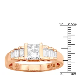 14K Rose Gold Designer Princess Cut Diamond Engagement Ring 0.90ct -Outlet Radiant Bijou Store 14k gold designer diamond engagement ring 090ct p 23182 rulerro