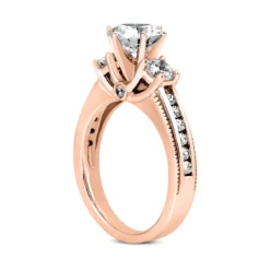 14K White Gold Designer Milgrain Prong And Channel Set Diamond Engagement Ring 0.90ct -Outlet Radiant Bijou Store 14k gold designer diamond engagement ring 090ct p 26449 back rose 20220426