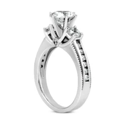 14K White Gold Designer Milgrain Prong And Channel Set Diamond Engagement Ring 0.90ct -Outlet Radiant Bijou Store 14k gold designer diamond engagement ring 090ct p 26449 back white 20220426