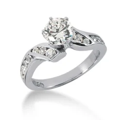 14K White Gold DesignerCannel And Prong Set Diamond Engagement Ring 0.95ct