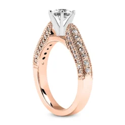 14K White Gold Designer Milgrain Diamond Engagement Ring 0.95ct -Outlet Radiant Bijou Store 14k gold designer diamond engagement ring 095ct p 26407 back rose 20220426