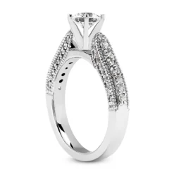 14K White Gold Designer Milgrain Diamond Engagement Ring 0.95ct -Outlet Radiant Bijou Store 14k gold designer diamond engagement ring 095ct p 26407 back white 20220426