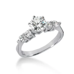 14K White Gold 7 Stone Diamond Engagement Ring 1.10ct