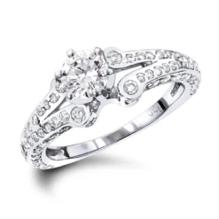 Unique 14K White Gold Designer Diamond Engagement Ring By Luxurman 1.15ct