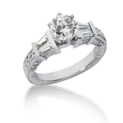14K White Gold Designer Diamond Engagement Ring 1.43ct