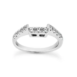 14K White Gold Designer Round Diamond Engagement Ring Band 0.15ct