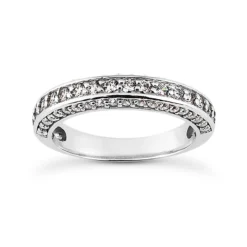 14K White Gold Designer Prong Set Diamond Engagement Ring Band 0.51ct