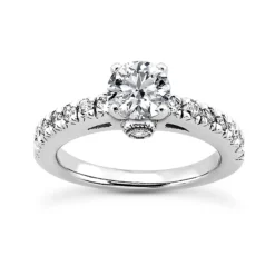 14K White Gold Round Diamond Engagement Ring Set 0.98ct -Outlet Radiant Bijou Store 14k gold designer diamond engagement ring set 098ct p 26444 back white 20220426