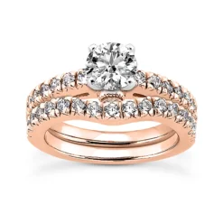 14K White Gold Round Diamond Engagement Ring Set 0.98ct -Outlet Radiant Bijou Store 14k gold designer diamond engagement ring set 098ct p 26444 rose 20220426