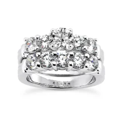 14K White Gold Designer Diamond Engagement Ring Set 1.40ct Band: 2.80mm, Eng.: 2.90mm