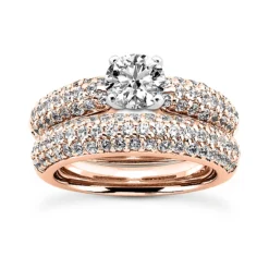 14K White Gold Designer Diamond Engagement Ring Set 1.77ct -Outlet Radiant Bijou Store 14k gold designer diamond engagement ring set 177ct p 26360 rose 20220426