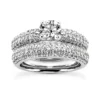 14K White Gold Designer Diamond Engagement Ring Set 1.77ct
