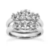 14K White Gold Designer Prong Set Diamond Engagement Ring Set 1ct