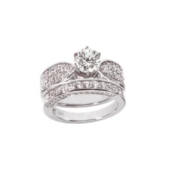 14K White Gold Designer Diamond Engagement Ring Set 2.28ct