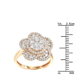 14K Rose Gold Designer Diamond Flower Ladies Cocktail Ring 1.5ct By Luxurman 11 14K Rose Gold Designer Diamond Flower Ladies Cocktail Ring 1.5ct By Luxurman -Outlet Radiant Bijou Store 14k gold designer diamond flower ladies cocktail ring 15ct by luxurman rulerro