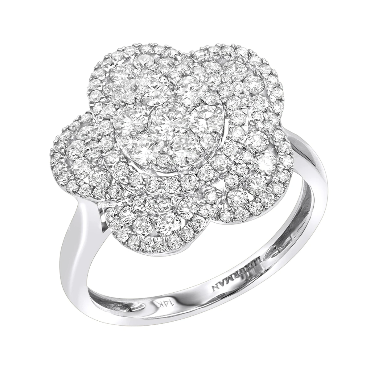 14K Rose Gold Designer Diamond Flower Ladies Cocktail Ring 1.5ct By Luxurman 4 14K Rose Gold Designer Diamond Flower Ladies Cocktail Ring 1.5ct By Luxurman - Image 2