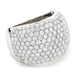 14K White Gold Designer Pave Diamond Ring For Women 5 Carat Wide Anniversary Band