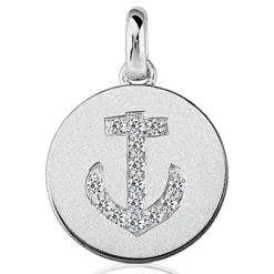 14K White Gold Diamond Anchor Pendant 0.45ct