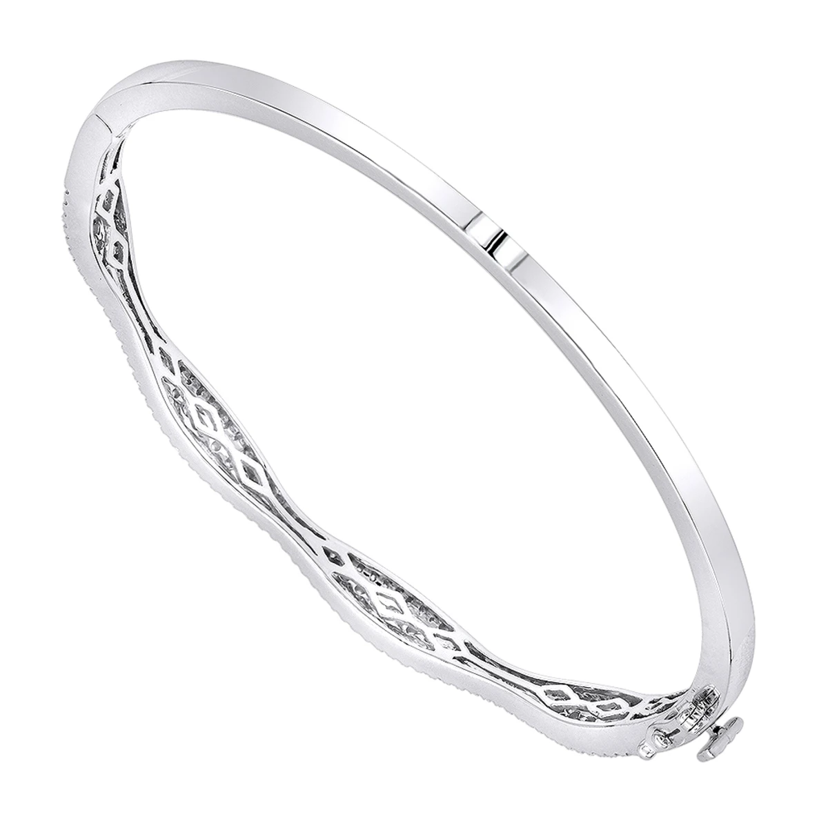 14K White Gold Diamond Bangle Bracelet For Women 1ct By Luxurman 6 14K White Gold Diamond Bangle Bracelet For Women 1ct By Luxurman - Image 4