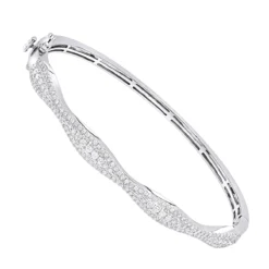 14K White Gold Diamond Bangle Bracelet For Women 1ct By Luxurman