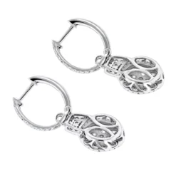 14K White Gold Diamond Circle Earrings 1.95ct -Outlet Radiant Bijou Store 14k gold diamond circle earrings 195ct backwh