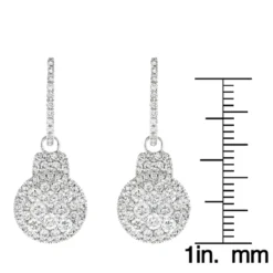14K White Gold Diamond Circle Earrings 1.95ct -Outlet Radiant Bijou Store 14k gold diamond circle earrings 195ct ruler