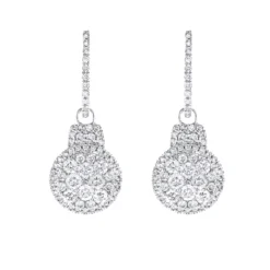 14K White Gold Diamond Circle Earrings 1.95ct