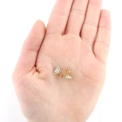 14K Yellow Gold Diamond Circle Earrings Studs 0.26ct -Outlet Radiant Bijou Store 14k gold diamond circle earrings studs 026ct 3