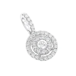 14K White Gold Diamond Circle Pendant For Women By Luxurman 0.33ct