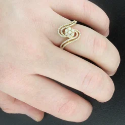 14K Yellow Gold Diamond Cluster Ring 0.56ct -Outlet Radiant Bijou Store 14k gold diamond cluster ring 056ct p 40595bod