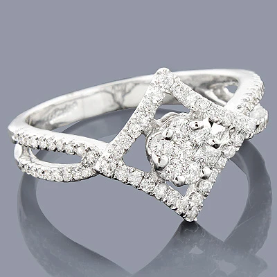 14K White Gold Diamond Cluster Ring 0.66ct 3 14K White Gold Diamond Cluster Ring 0.66ct