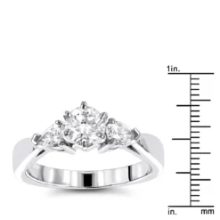 14K White Gold Pear And Round Diamond Designer Engagement Ring 0.78ct -Outlet Radiant Bijou Store 14k gold diamond designer engagement ring 078ct p 28861 rulerwh
