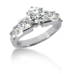 14K White Gold Handmade Diamond Designer Engagement Ring 1.98ct