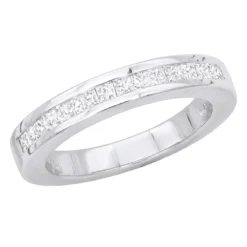 14K White Gold Princess Cut Diamond Designer Engagement Ring Band 0.60ct