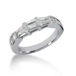 Thin 14K White Gold Diamond Designer Engagement Ring Band 0.76ct