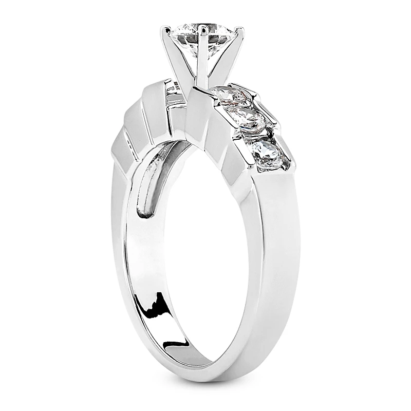 14K White Gold Handmade Diamond Designer Engagement Ring Set 1.54ct 11 14K White Gold Handmade Diamond Designer Engagement Ring Set 1.54ct - Image 9