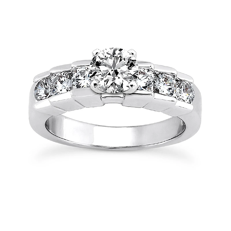 14K White Gold Handmade Diamond Designer Engagement Ring Set 1.54ct 6 14K White Gold Handmade Diamond Designer Engagement Ring Set 1.54ct - Image 4