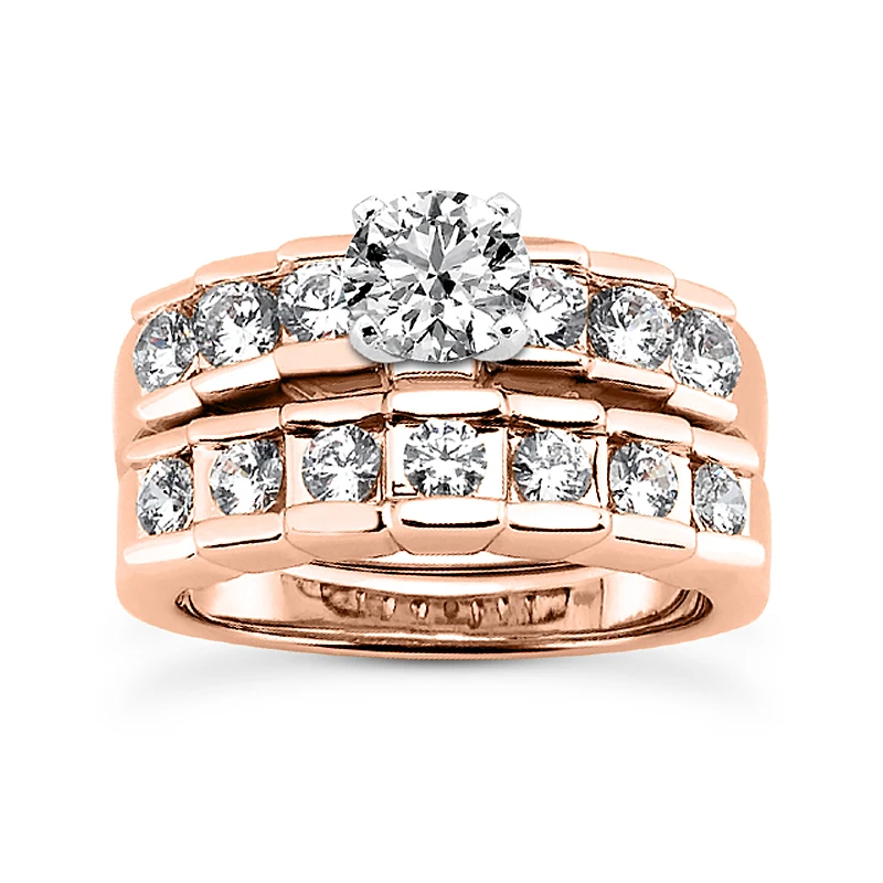 14K White Gold Handmade Diamond Designer Engagement Ring Set 1.54ct 5 14K White Gold Handmade Diamond Designer Engagement Ring Set 1.54ct - Image 3