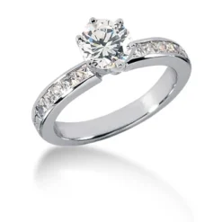 14K White Gold Diamond Designer Engagement Ring Set 1.60ct