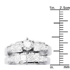 Handmade 14K White Gold Diamond Designer Engagement Ring Set 2ct -Outlet Radiant Bijou Store 14k gold diamond designer engagement ring set 2ct p 28769 ruler white