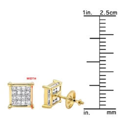 14K Yellow Gold Diamond Earrings Princess Cut Diamonds 0.65ct -Outlet Radiant Bijou Store 14k gold diamond earrings princess cut diamonds 065ct p 22469 rulerye