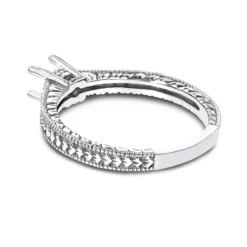 14K White Gold Handmade Diamond Engagement Ring Mounting 0.07ct -Outlet Radiant Bijou Store 14k gold diamond engagement ring mounting 007ct p 24395 backwh