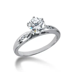 14K White Gold Diamond Engagement Ring Mounting 0.08ct