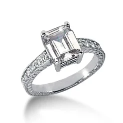 14K White Gold Prong Set Diamond Engagement Ring Mounting 0.10ct