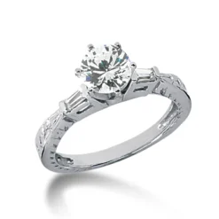 14K White Gold Prong And Bar Set Diamond Engagement Ring Mounting 0.12ct