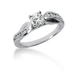 14K White Gold Prong And Channel Set Diamond Engagement Ring Mounting 0.15ct